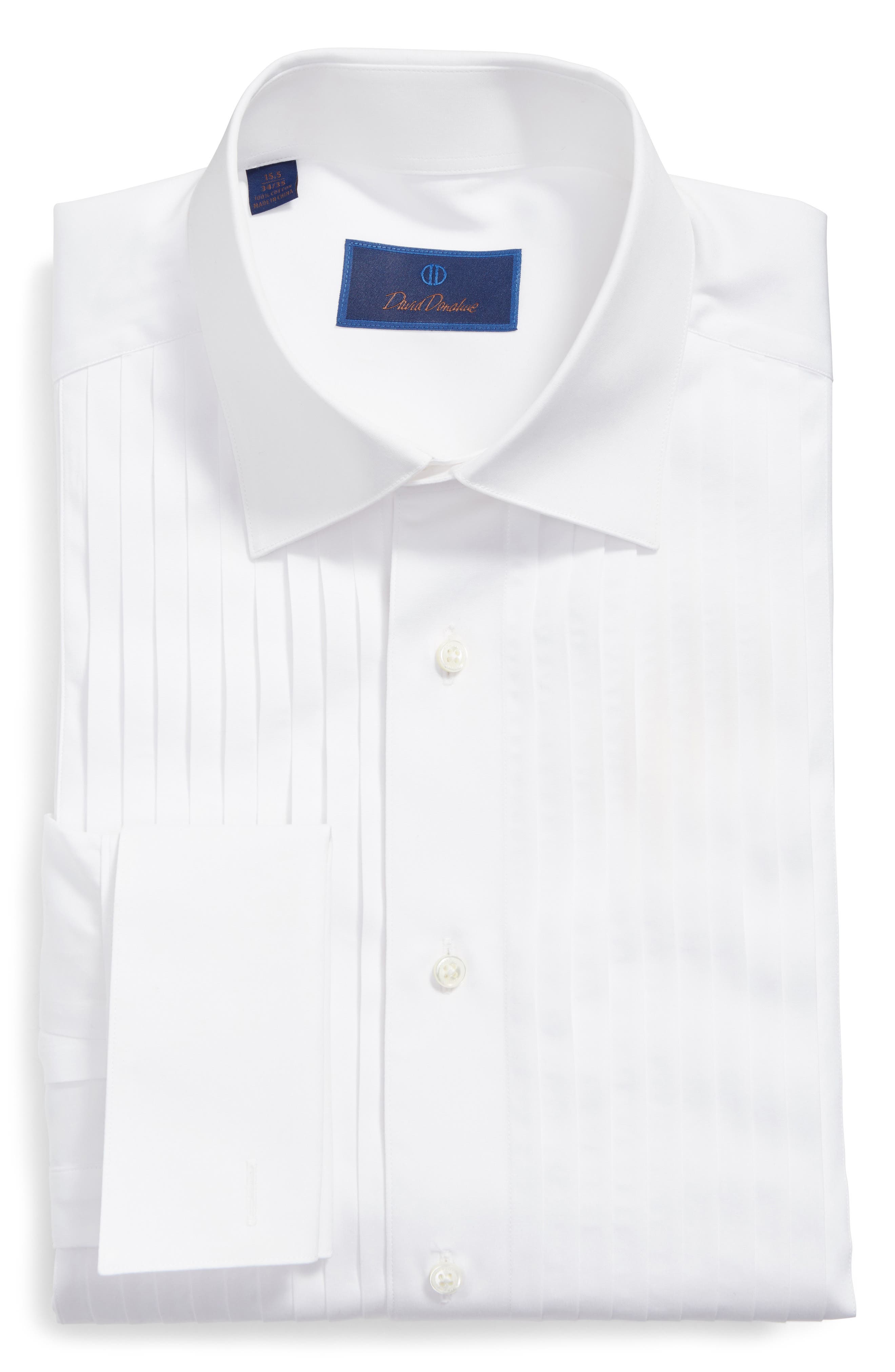 David Donahue Regular Fit French Cuff Tuxedo Shirt