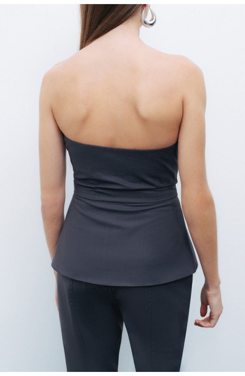 Nocturne Strapless Structured Blouse with Front Zip Closure, Alternate, color, 