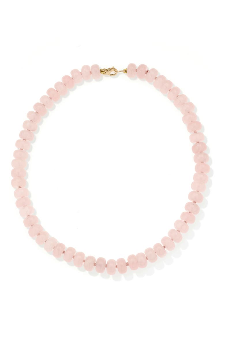 Rose Quartz Beaded Necklace, Main, color, 9K YELLOW GOLD