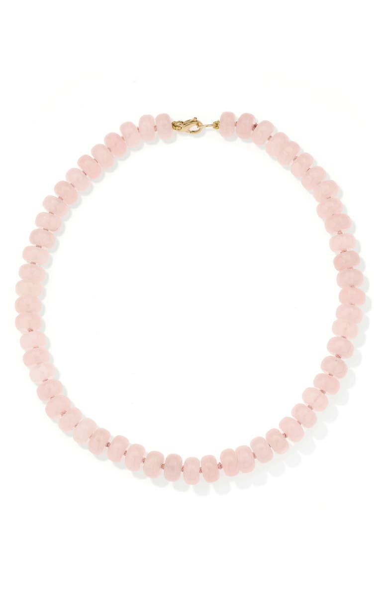 Adina Reyter Rose Quartz Beaded Necklace, Main, color, 9K Yellow Gold