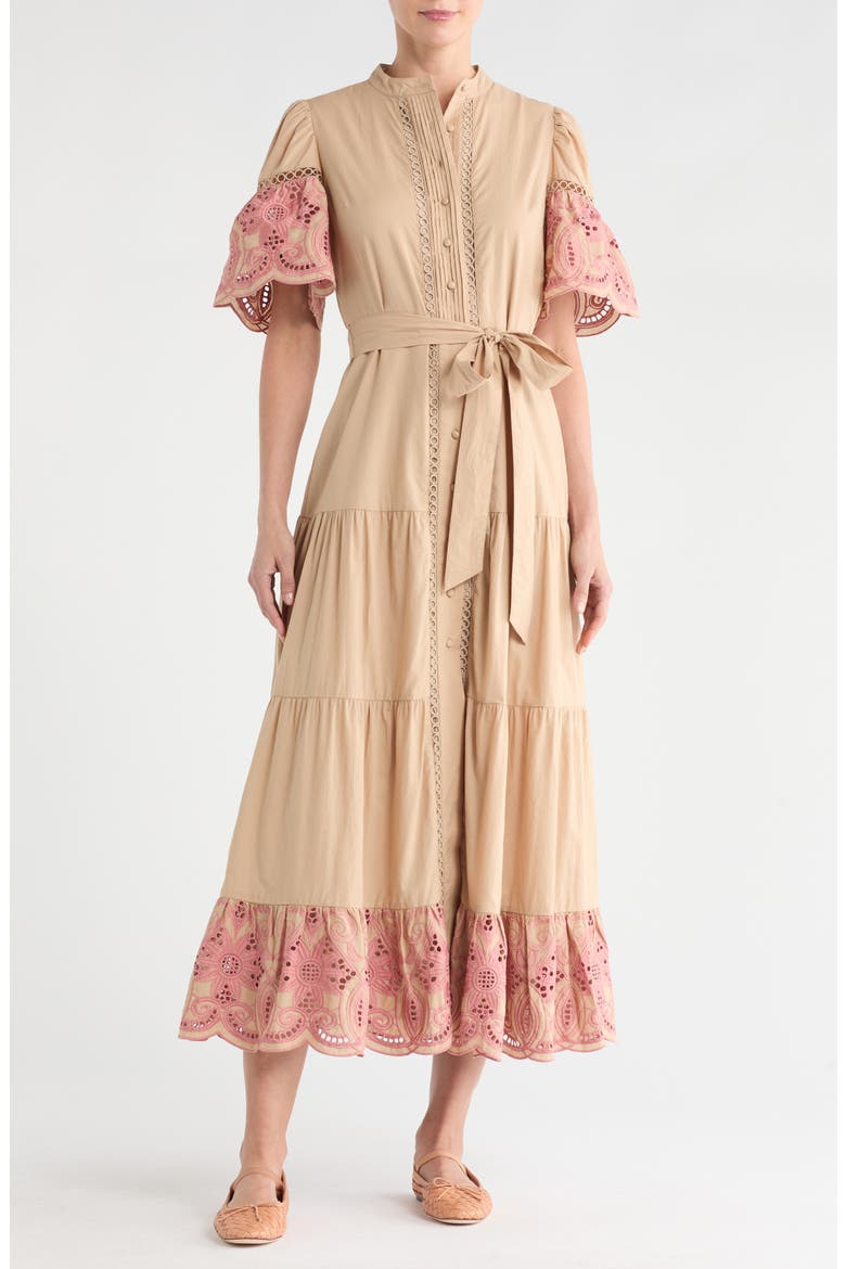 Southampton Embroidered Maxi Shirtdress, Main, color, INCENSE/ LATANA