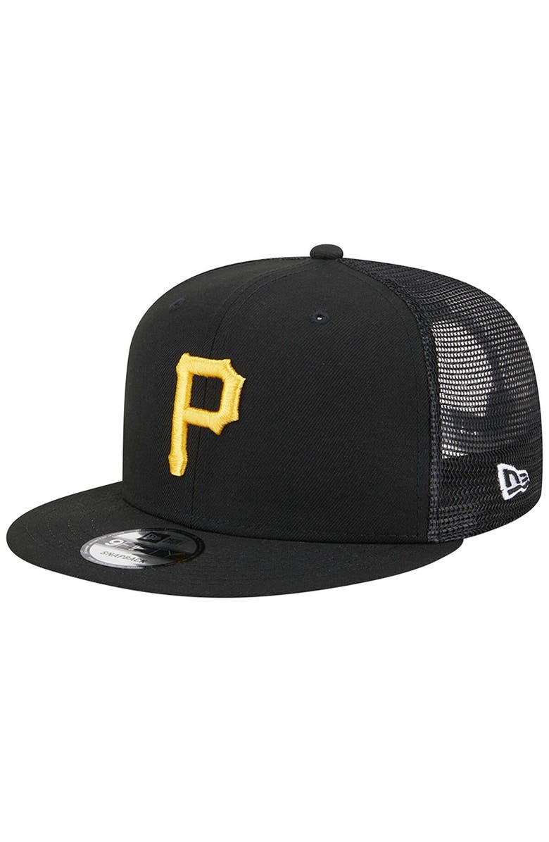New Era Men's New Era Black Pittsburgh Pirates Team Color Trucker 9FIFTY Snapback Hat, Main, color, 