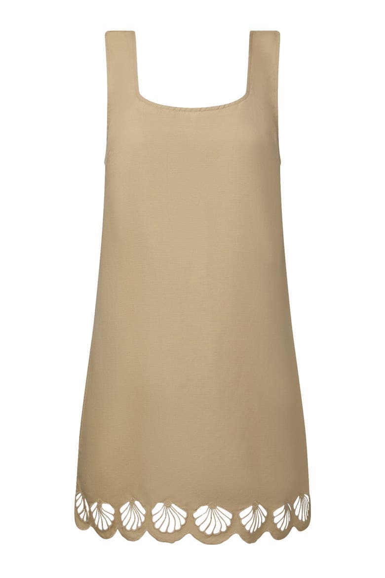 Air Linen Scallop Mini Dress, Alternate, color, JUTE