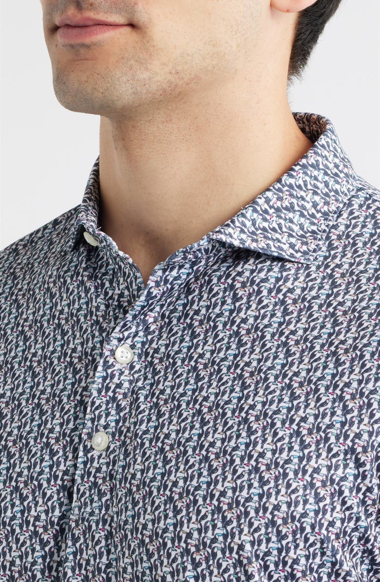 johnnie-O Toco Toucan Print Performance Jersey Polo, Alternate, color, Black