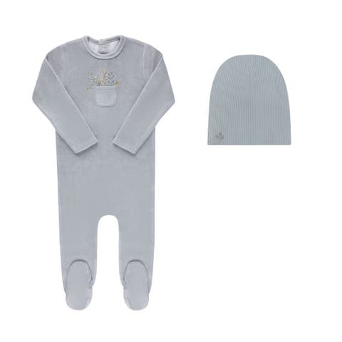 Velour Pocket Full of Flowers Collection - Footie + Cotton Beanie