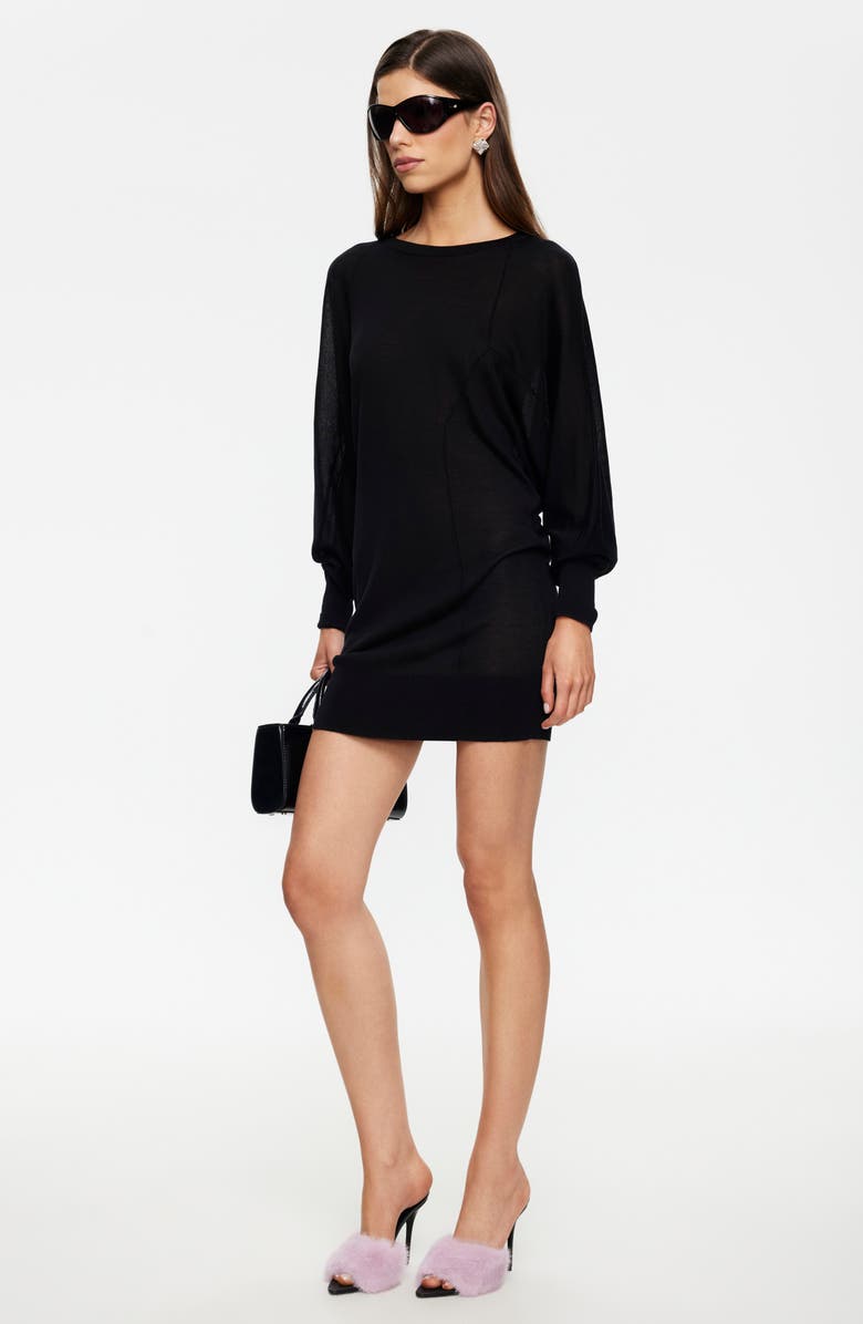 LIONESS Bellissimo Long Sleeve Minidress, Alternate, color, Noir