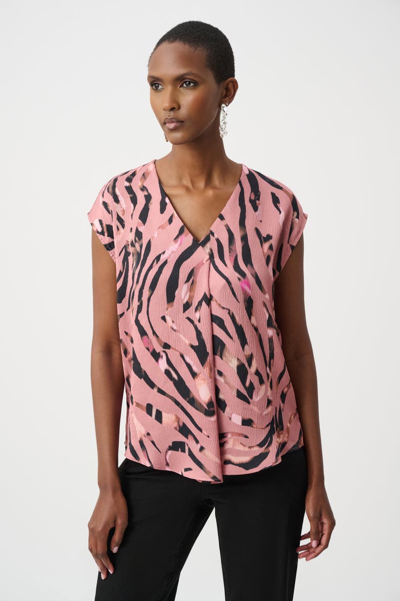 Textured Satin Animal Print Boxy Top, Main, color, Pink/Multi