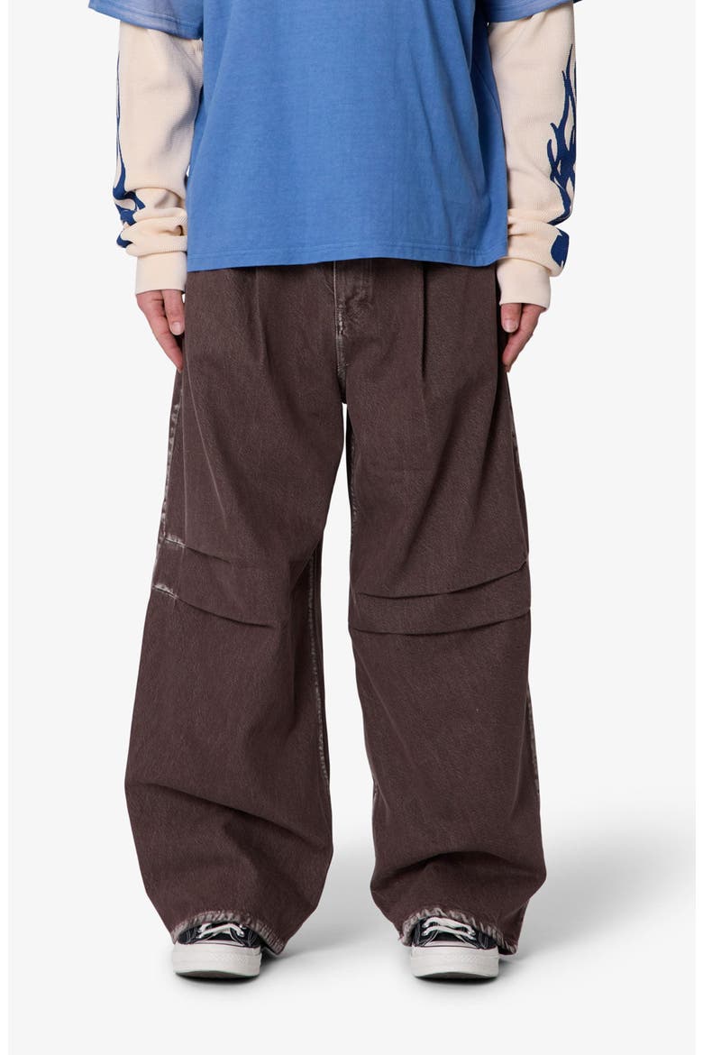 Pleated Denim Jeans, Main, color, RINSED BROWN