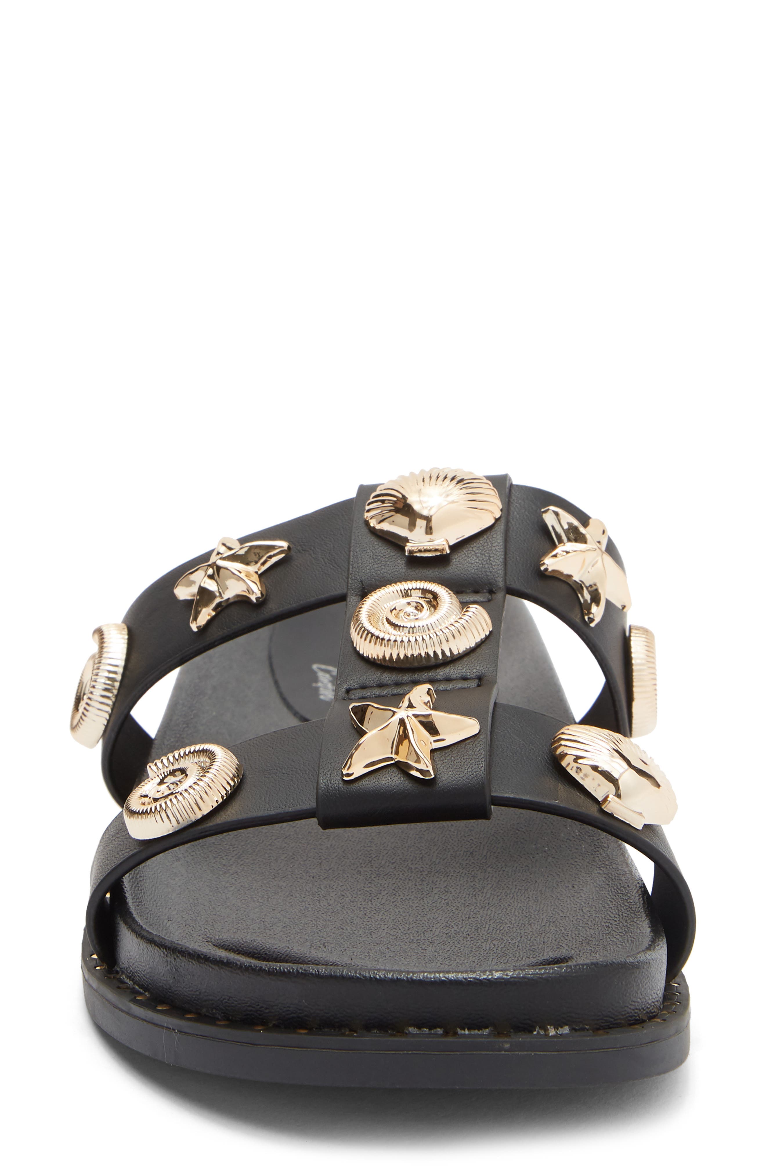 TOP MODA Sailor Slide Sandal, Alternate, color, Black Pu