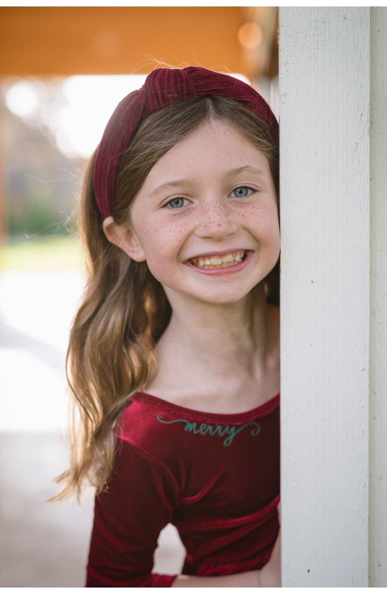 WORTHY THREADS Embroidered Velvet Holiday Twirly Dress, Alternate, color, Burgundy