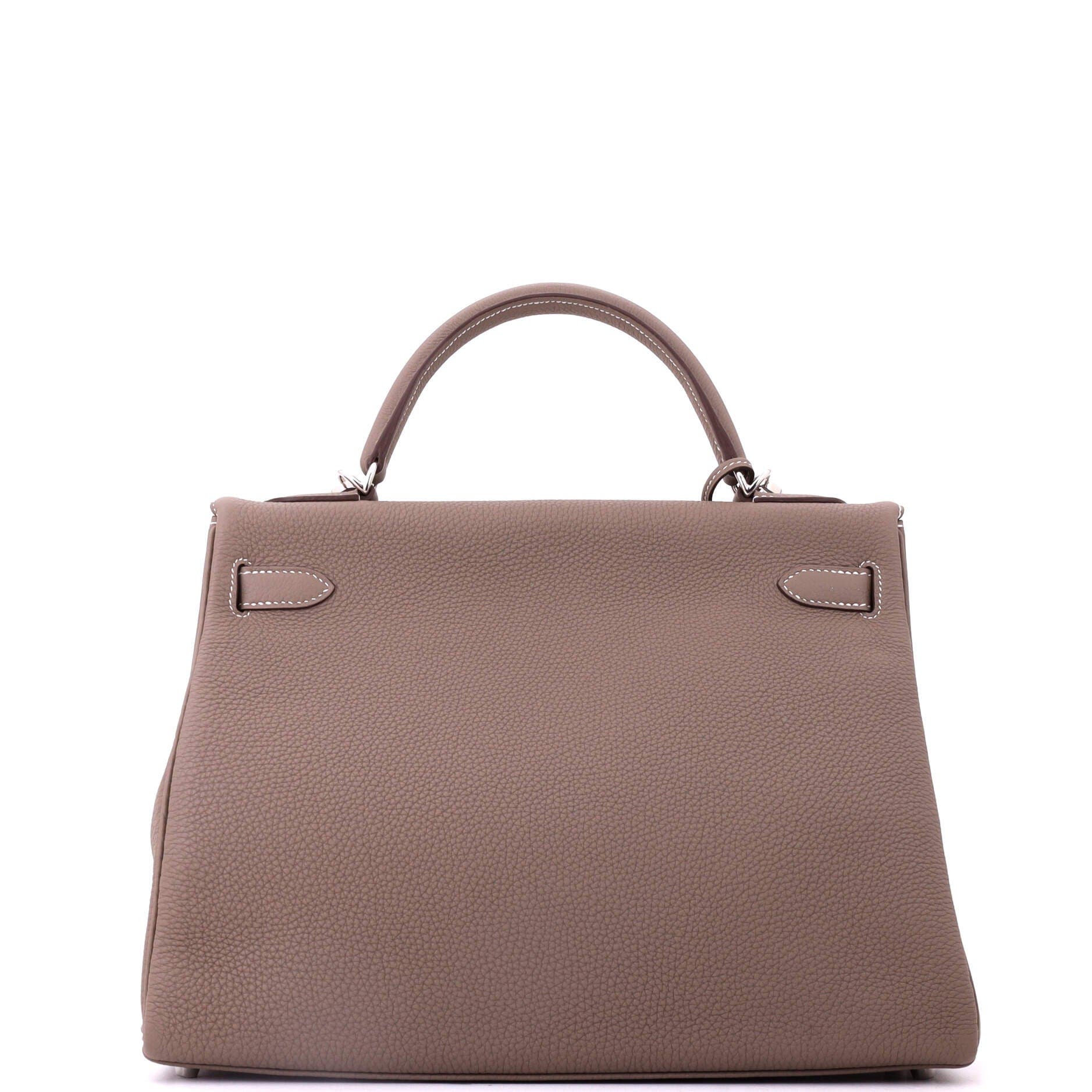 Pre-Owned Hermes Kelly Handbag Grey Togo with Palladium Hardware 32, Alternate, color, Etoupe