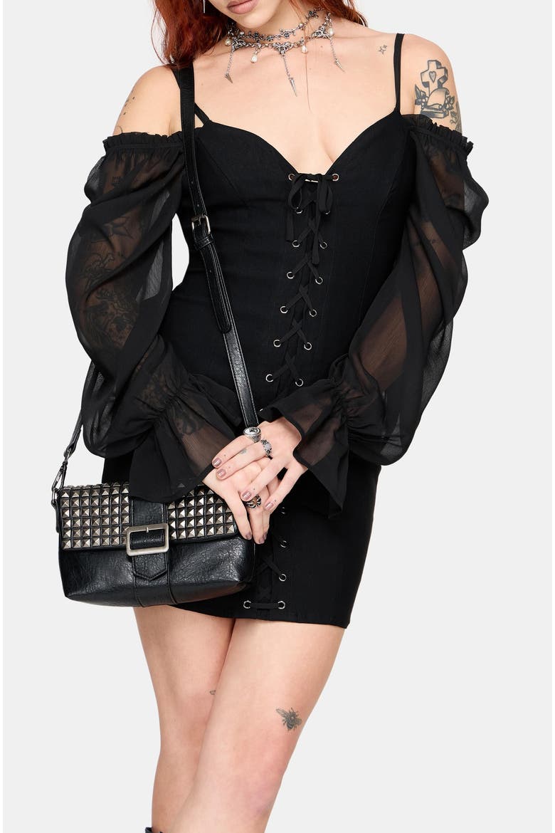 Lena Mini Dress, Alternate, color, Black