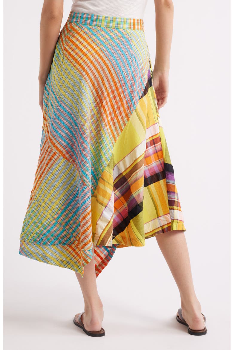 Rivoli Patchwork Plaid Cotton Midi Skirt, Alternate, color, POP COMBO