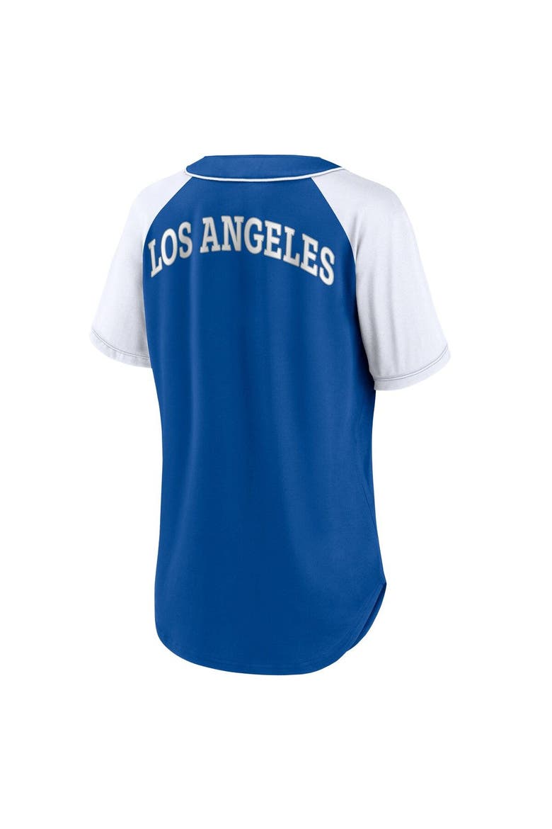 Women's Fanatics Branded Royal Los Angeles Dodgers Bunt Raglan V-Neck T-Shirt, Alternate, color, Royal