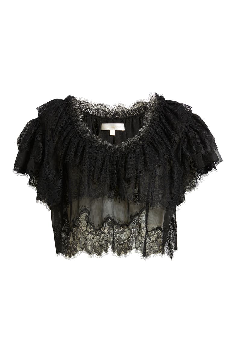 Vienne Lace Crop Top, Alternate, color, BLACK