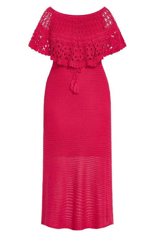Shop City Chic Callie Open Stitch Tie Waist Off The Shoulder Maxi Dress