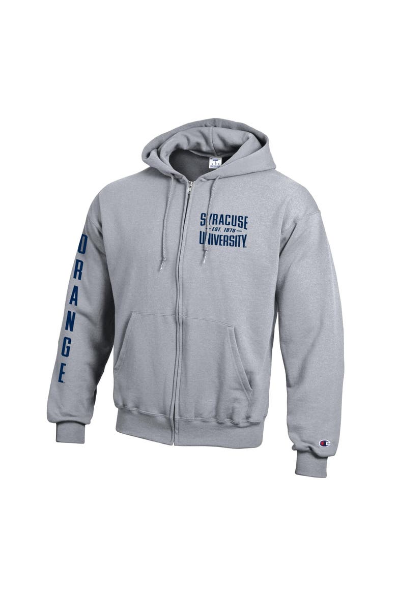 Men's Champion  Heather Gray Syracuse Orange Varsity Powerblend Full-Zip Fleece Hoodie, Alternate, color, Heather Gray