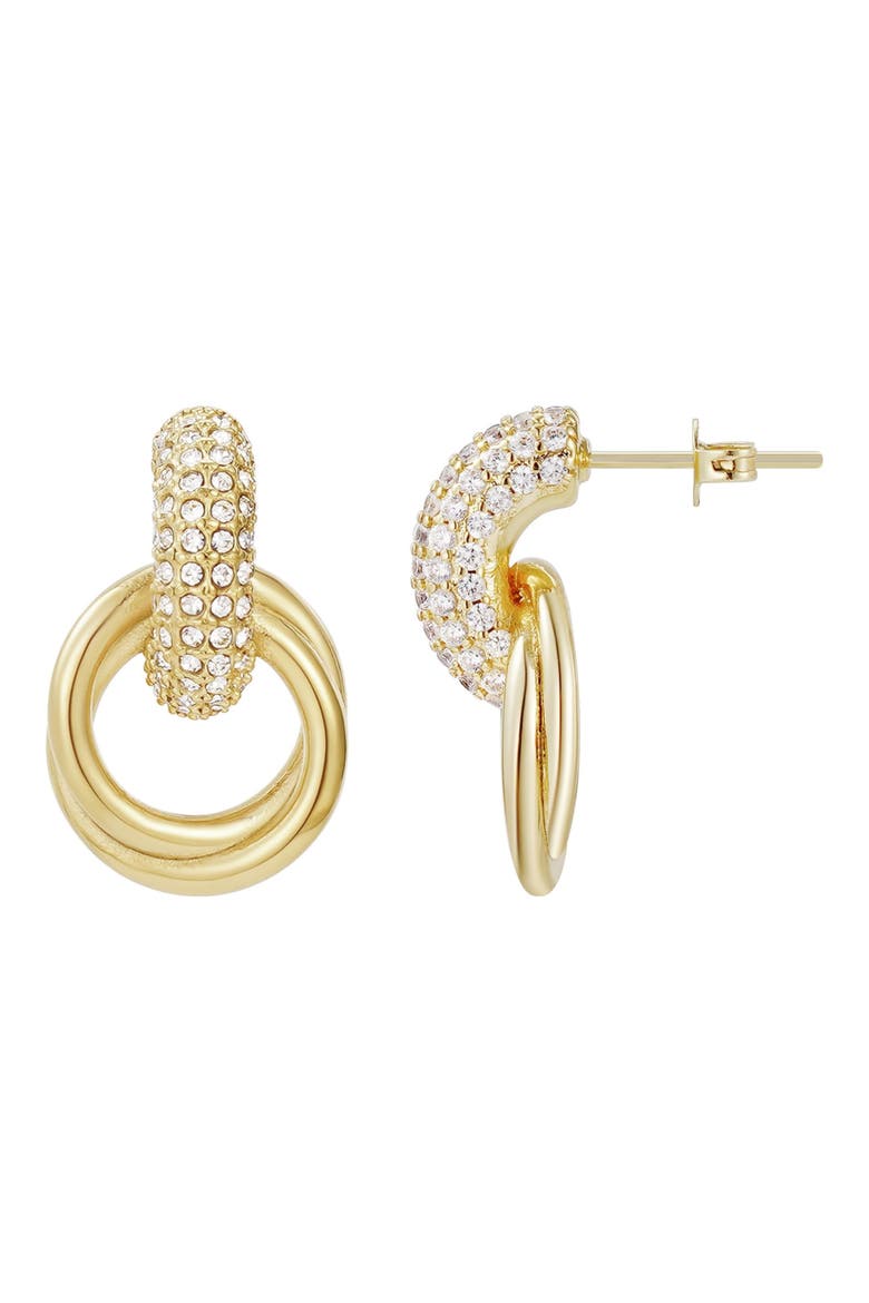 Tarnish Resistant Cubic Zirconia Knocker Earrings, Alternate, color, GOLD