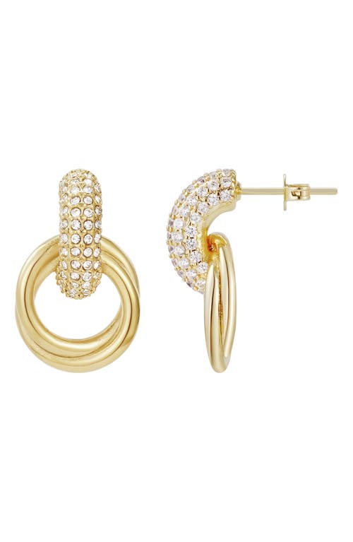 Adornia Tarnish Resistant 14k Gold Plated Crystal Doorknocker Earrings In Gold