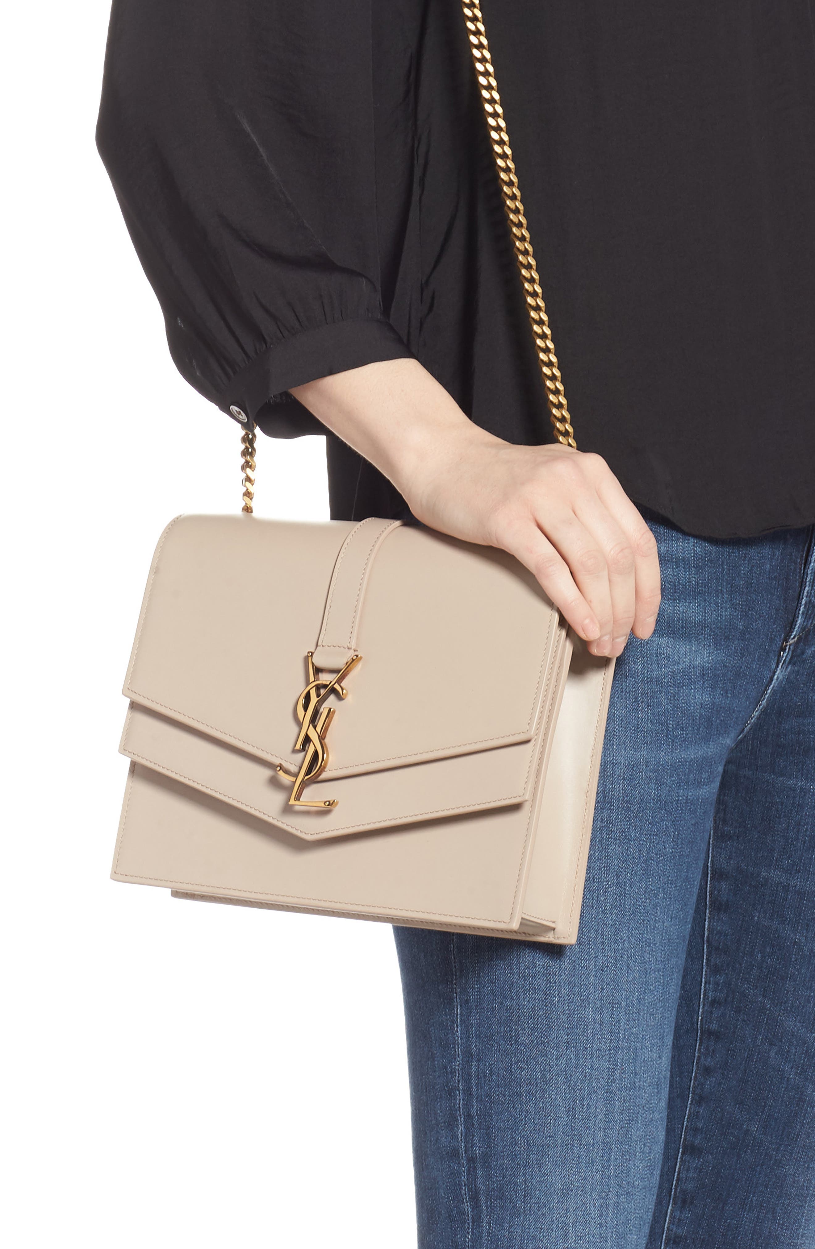 Saint Laurent Sulpice Leather Shoulder Bag, Alternate, color, 