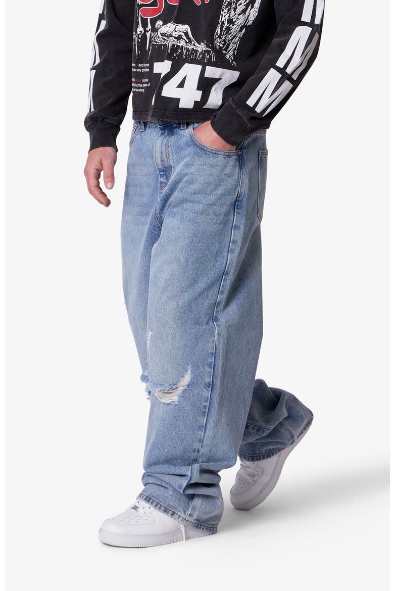 Blowout Baggy Ripped Wide Leg Jeans, Alternate, color, WASHED VINTAGE BLUE