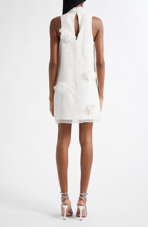 Shop Cinq À Sept Sylvia Floral Appliqué Silk Chiffon Minidress In Ivory