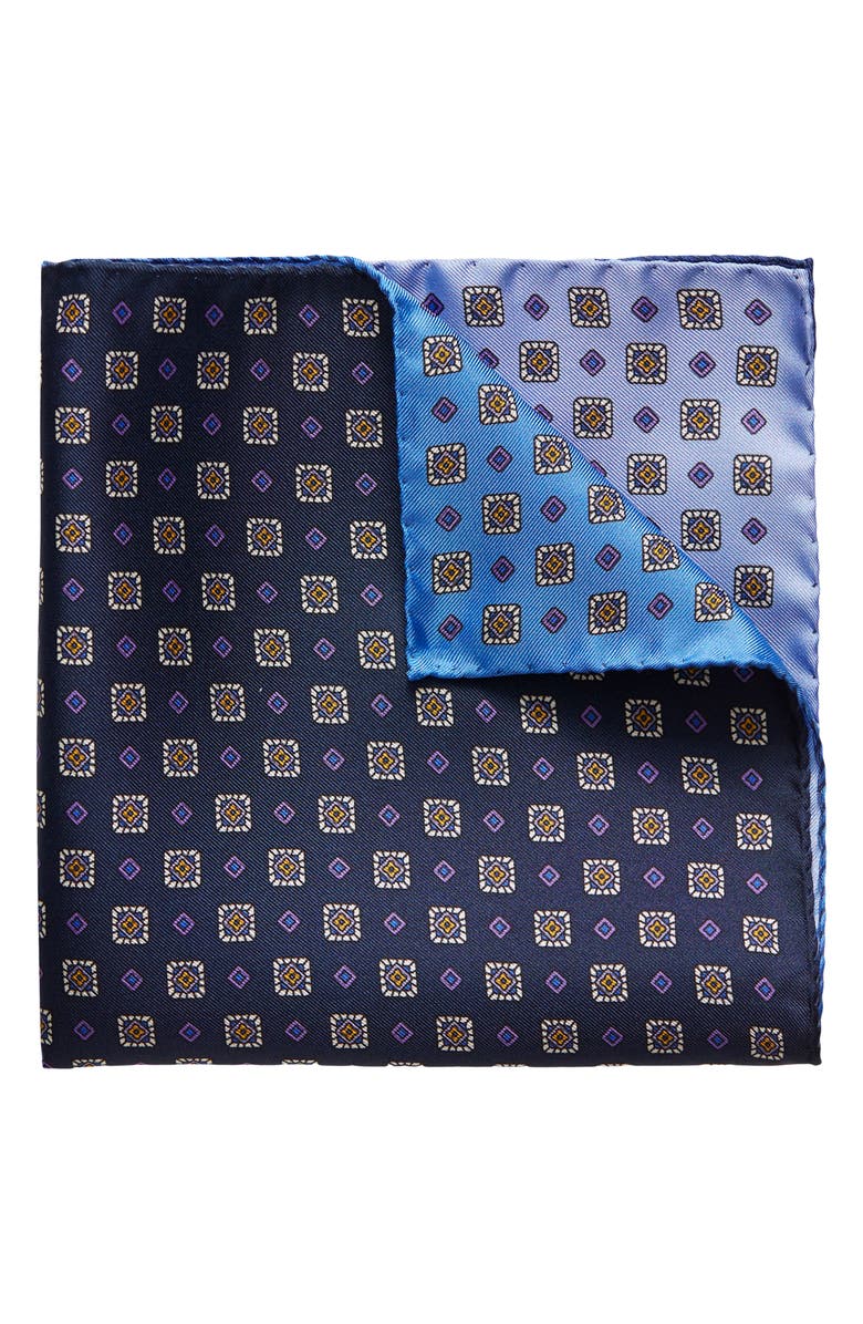 Eton Medallion Silk Pocket Square, Main, color,
