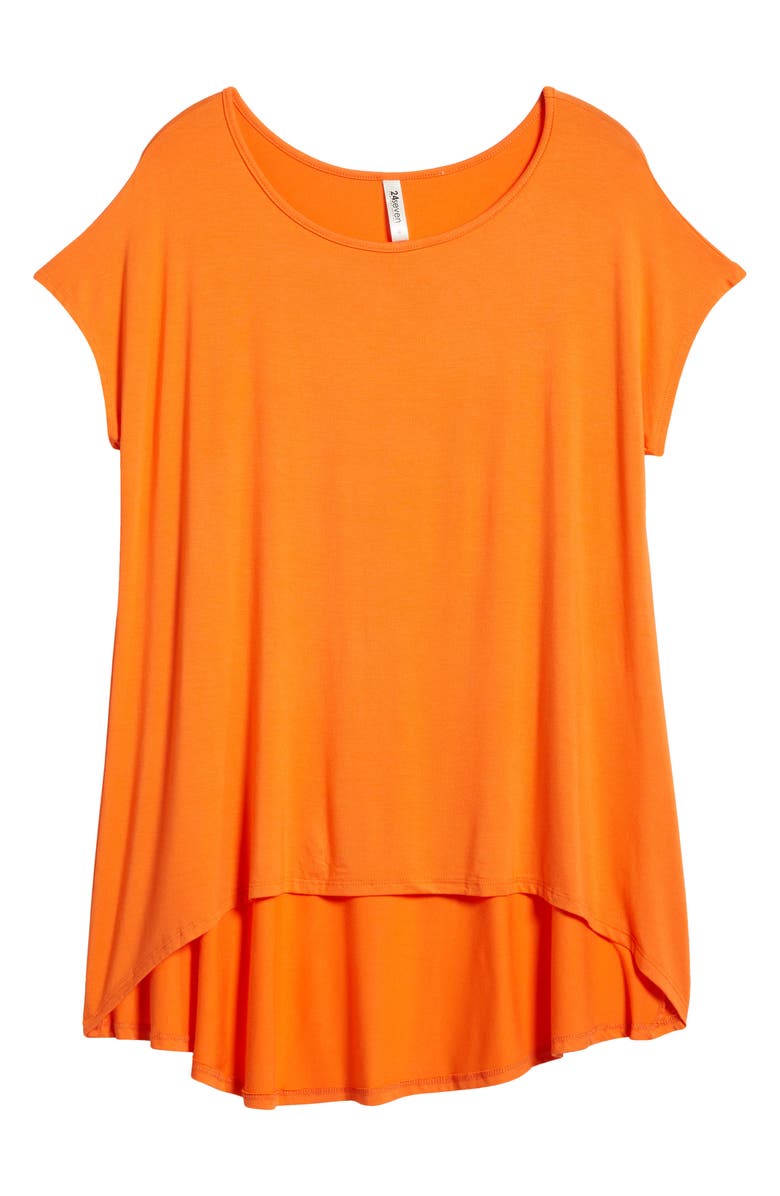 24seven Comfort Apparel High-Low Jersey T-Shirt, Alternate, color, Orange