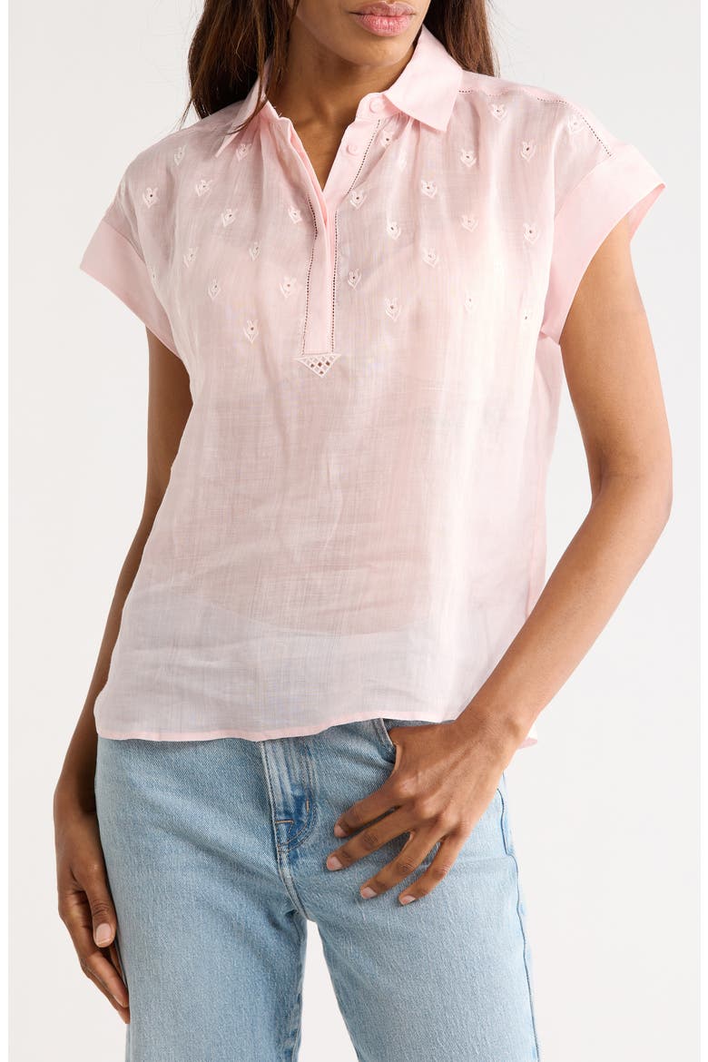 Embroidered Cap Sleeve Top, Main, color, SOFT PINK