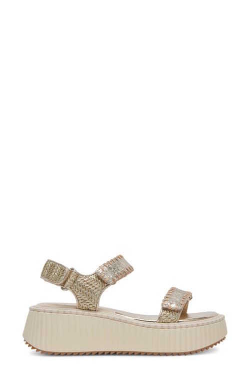 Dolce Vita Debra Platform Sandal In Platinum Distressed Leather