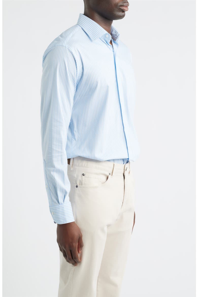 Langley Stripe Crown Lite Performance Twill Button-Up Shirt, Alternate, color, COTTAGE BLUE
