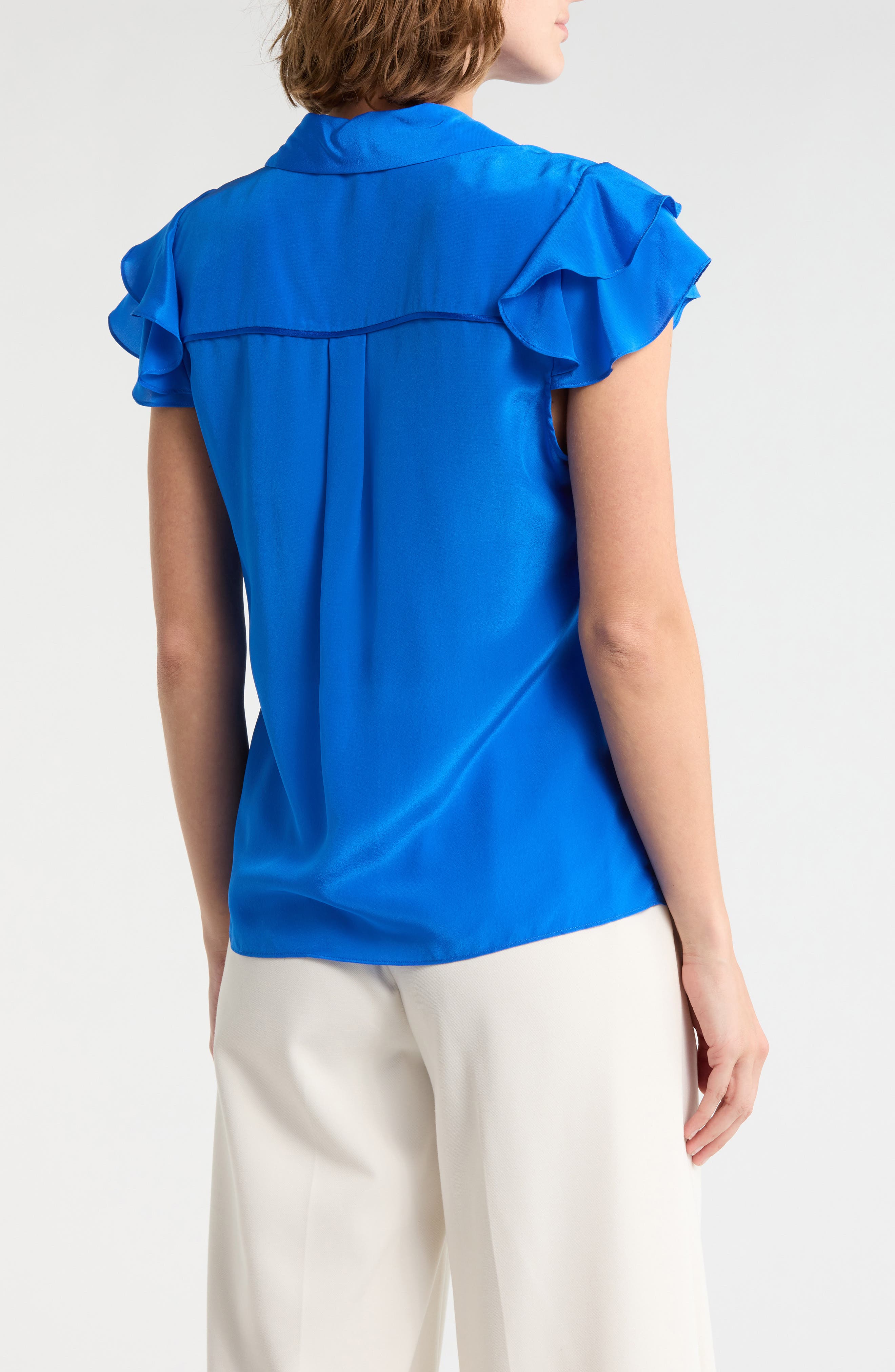 Ziggy Ruffle Cap Sleeve Silk Blend Top - image 2