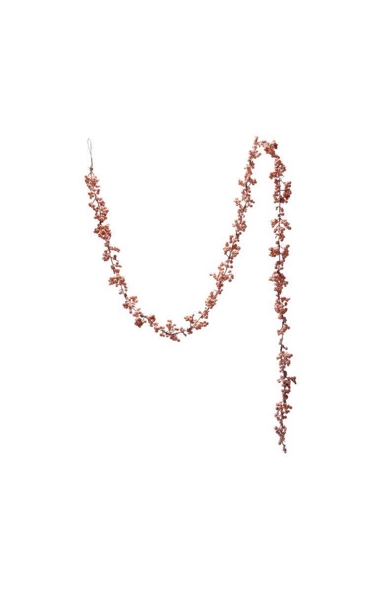 Storied Home Flocked Foam Ball Garland with Berries, Pink, Main, color, Pink