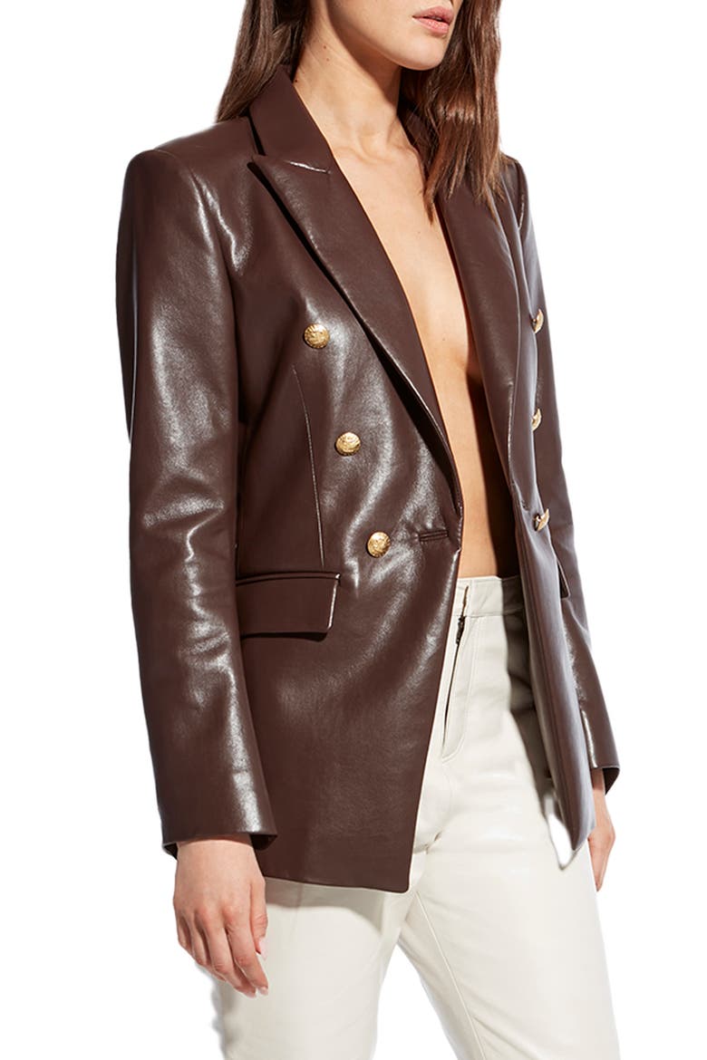 Beck Recycled Leather Blend Blazer, Alternate, color, MAHOGANY