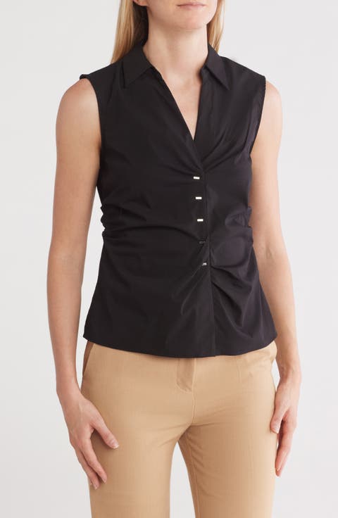 Sleeveless Collared Woven Shirt