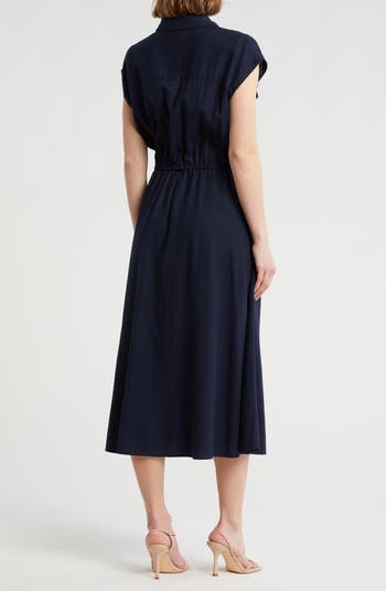 Drawcord Waist Midi Shirtdress