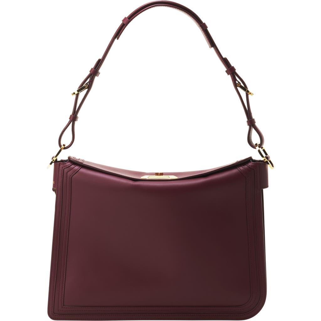 Lanvin Compagnon Asymmetrical Bag In Leather In Burgundy