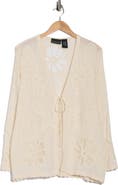 Forgotten Grace Floral Embroidered Tie Front Cardigan