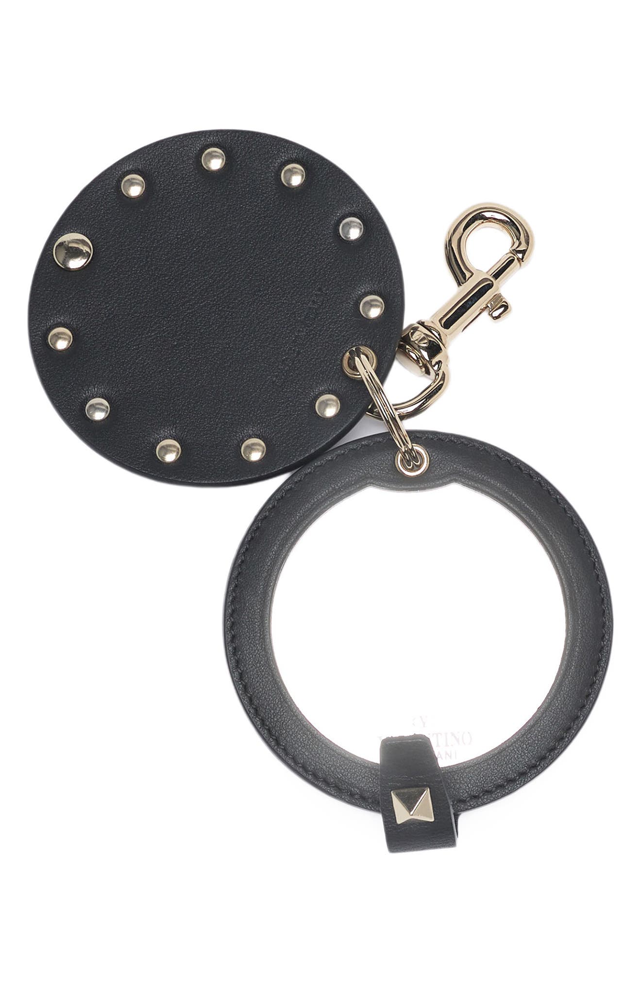 Valentino Garavani Leather Mirror Pyramid Stud Key Ring (Women ...