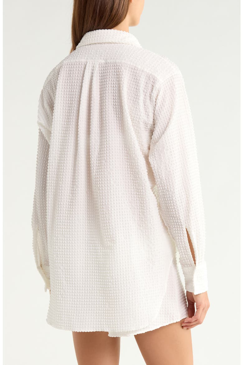 Seersucker Button-Up Top, Main, color, WHITE