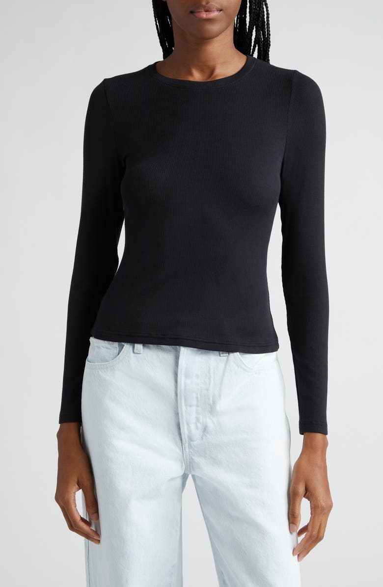 Favorite Daughter The Rib Long Sleeve Top, Main, color, Black