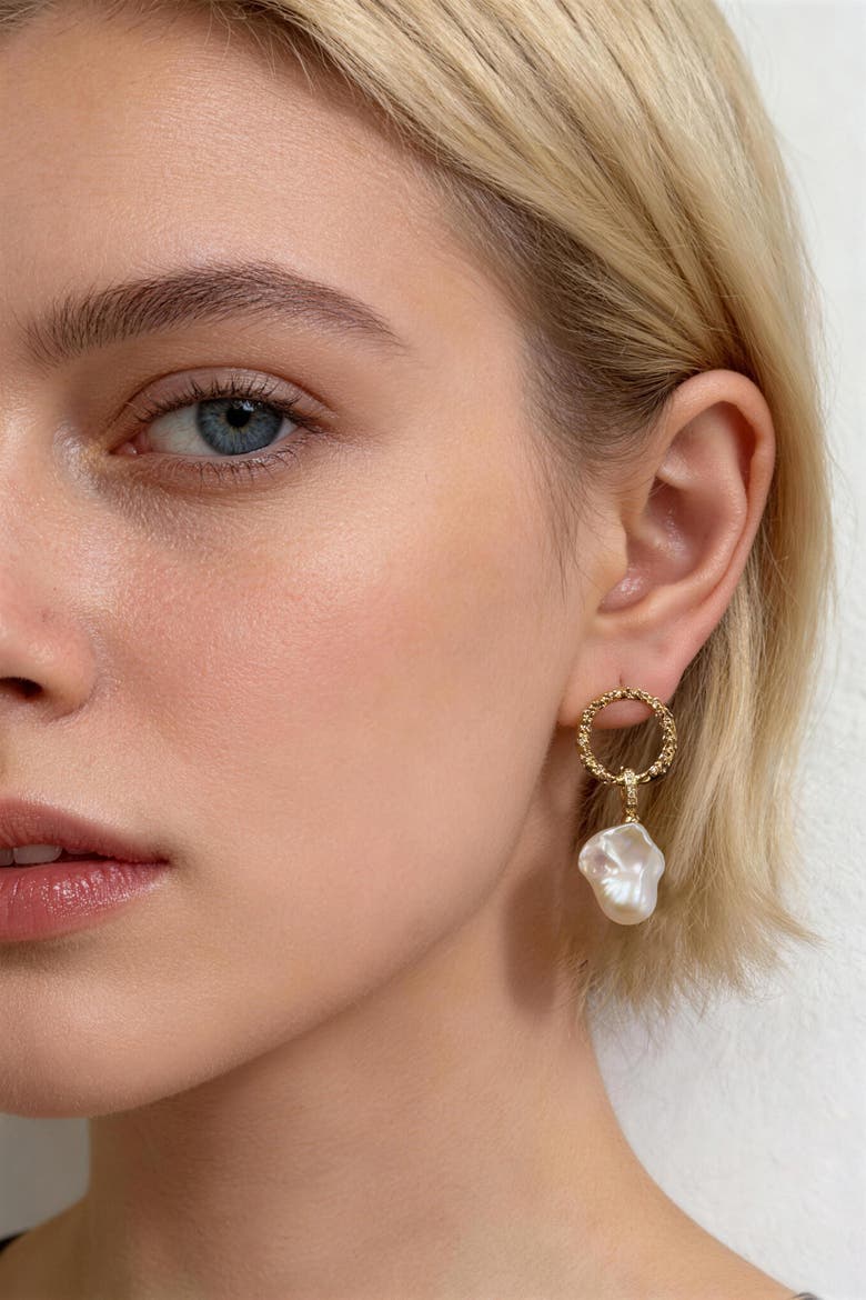 Nina Baroque Pearl Drop Earrings, Alternate, color, Gold