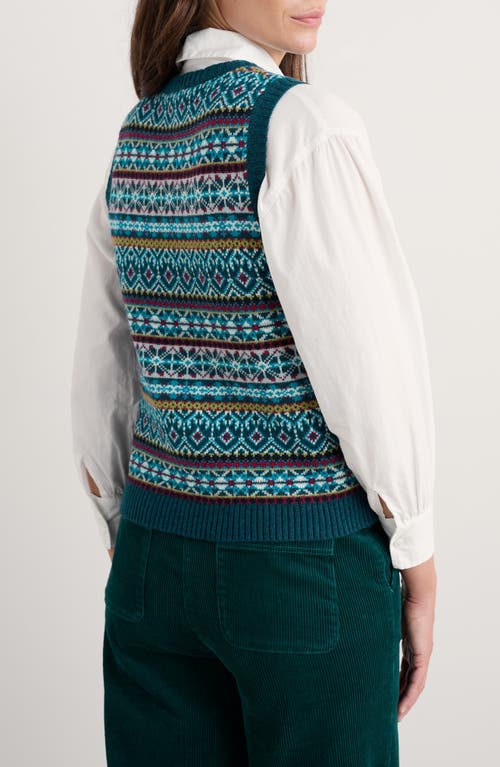 Seasalt Cornwall Percella Cove Fair Isle Merino Wool Blend Sweater Vest In Green