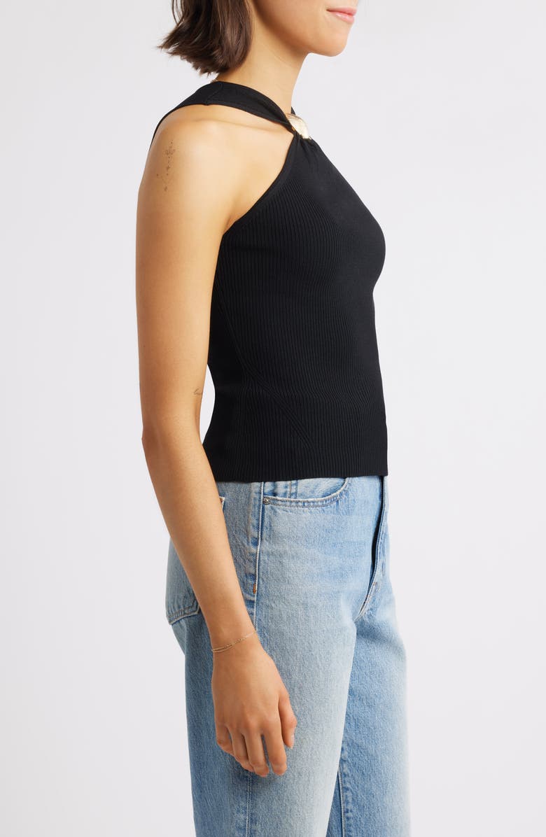 Rails Senna Metal Accent Rib Halter Top, Alternate, color, Black