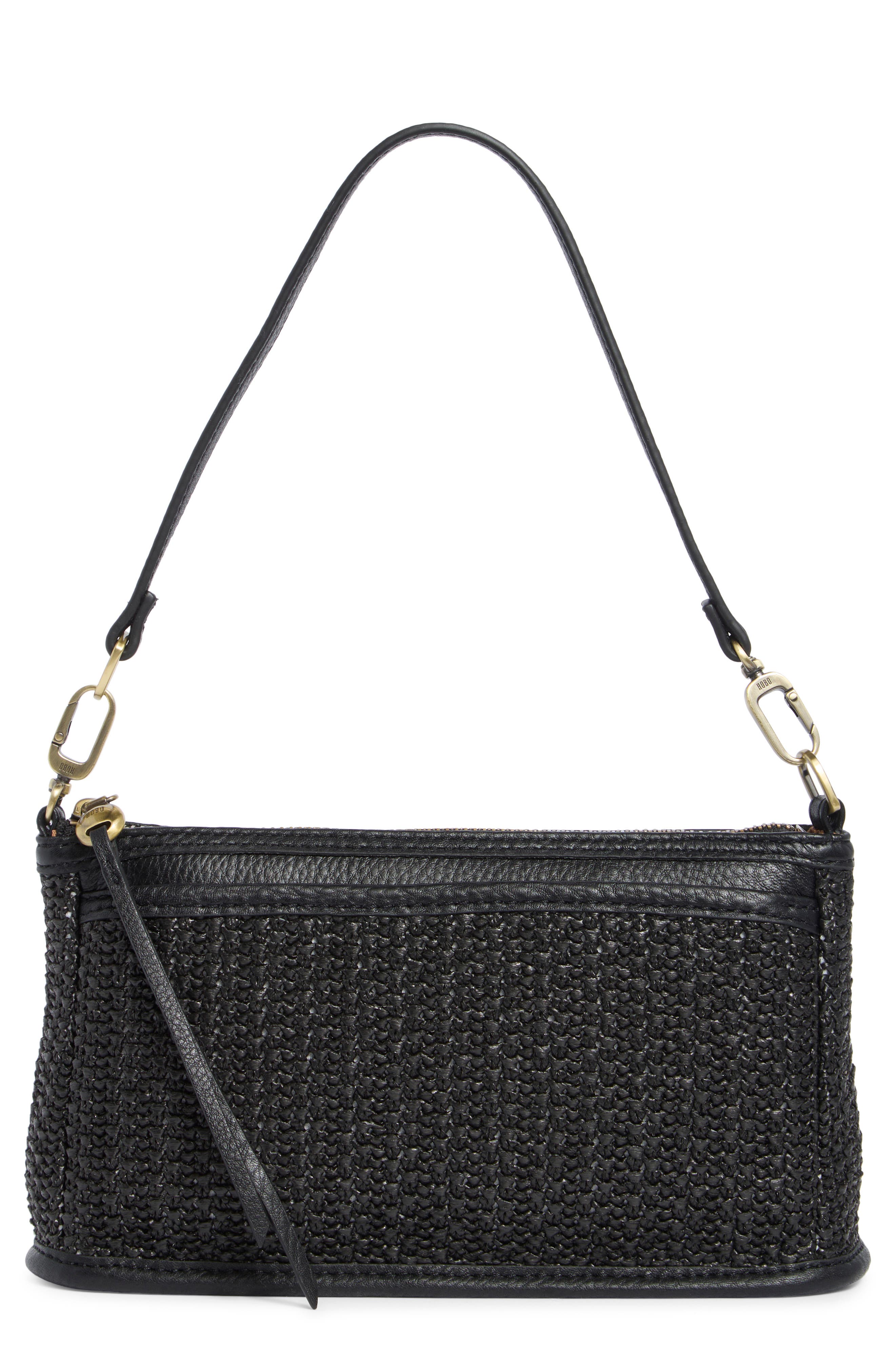 HOBO Cadence Straw Crossbody Bag, Main, color, Black