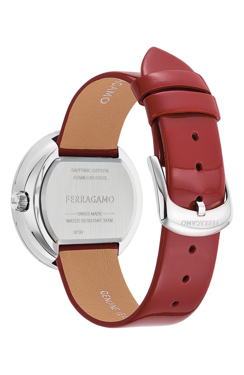 FERRAGAMO Curve V2 Leather Strap Watch, 35mm, Alternate, color, 