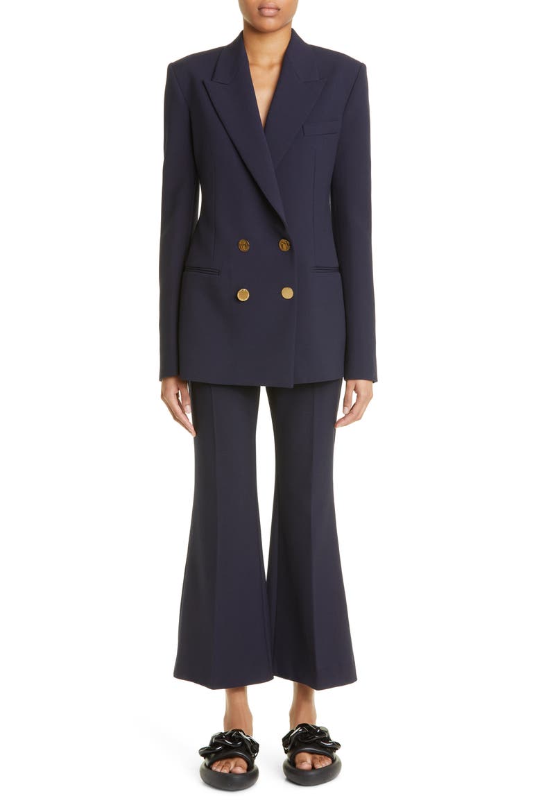 Twill Crop Flare Trousers, Alternate, color, 4101 - INK