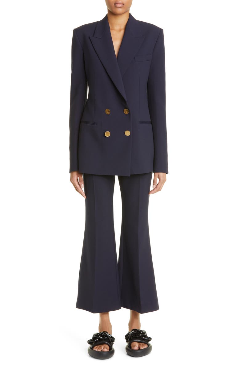 Stella McCartney Twill Crop Flare Trousers, Alternate, color,