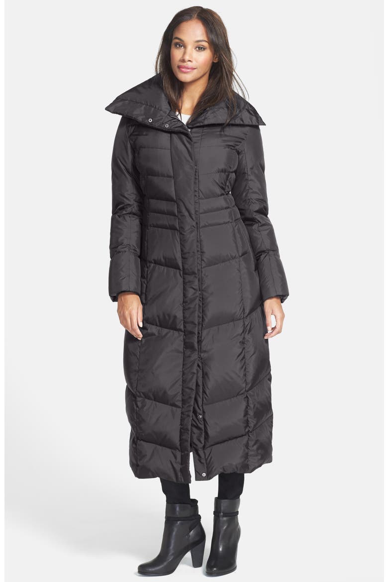 Long Down & Feather Fill Coat, Alternate, color, BLACK