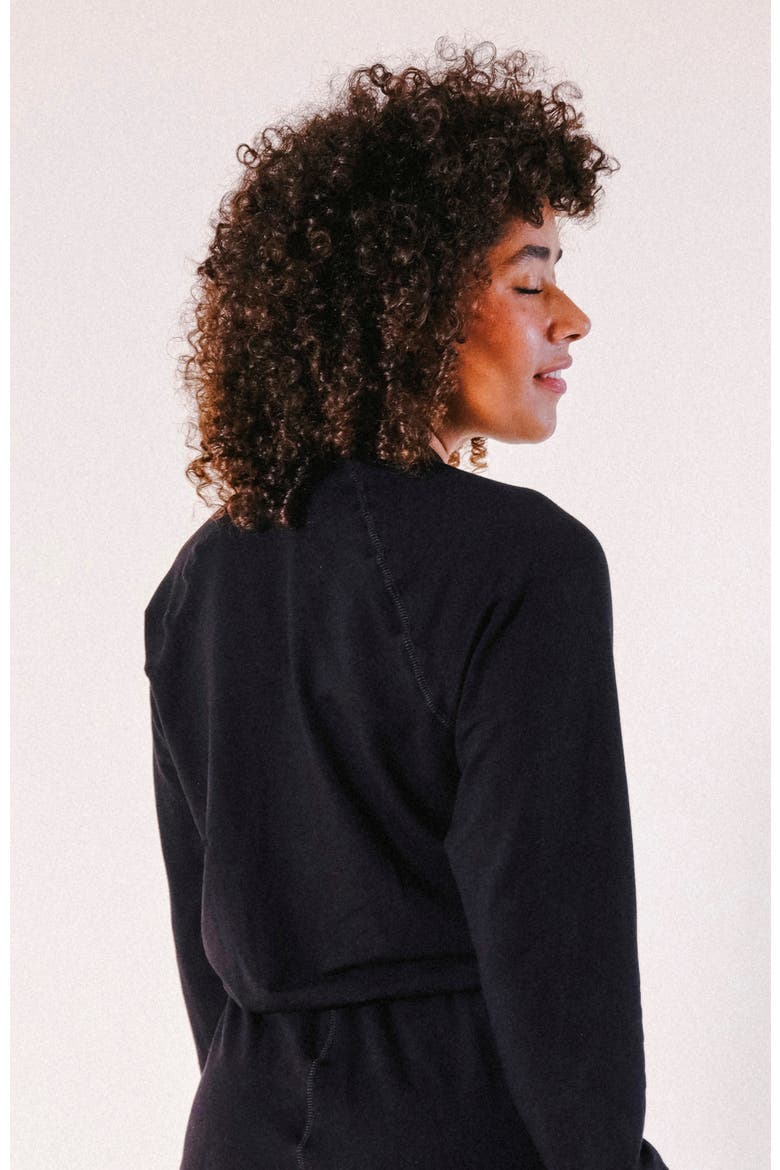 Agnes Raglan Organic Cotton + Tencel Sweatshirt, Alternate, color, Black